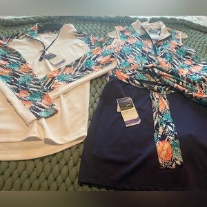 Pebble Beach Women's Floral Set - Navy, Orange, White